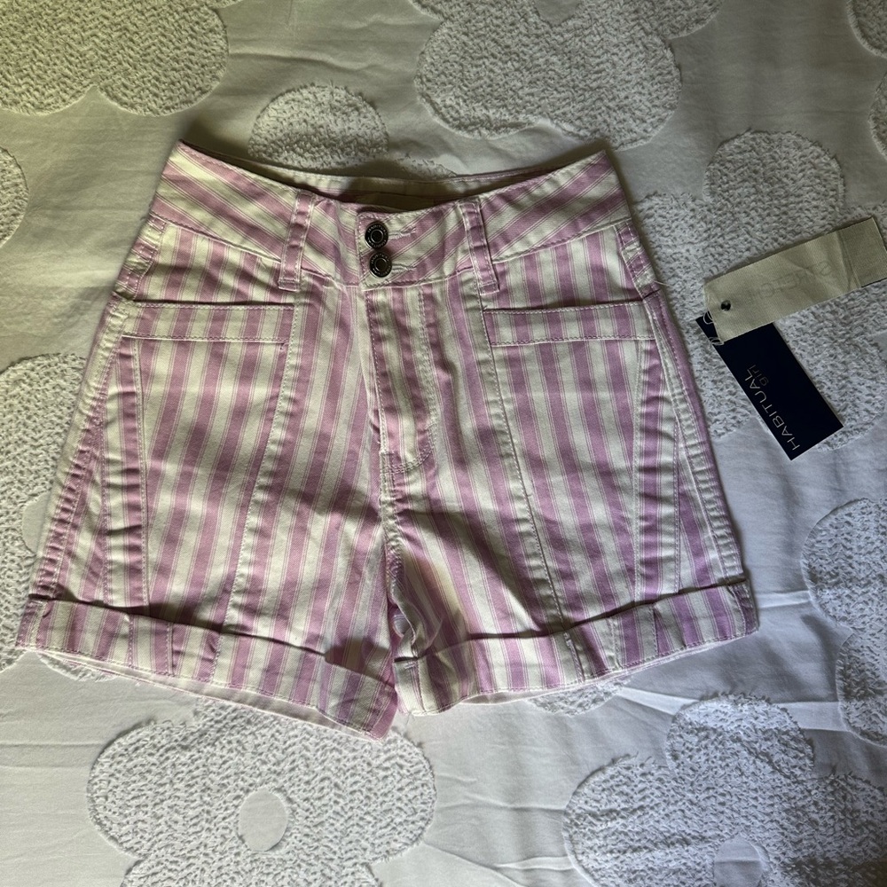 Lavender and White Striped Kids Shorts